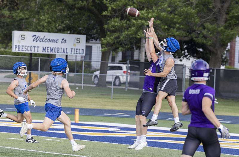 Newman football works against Dixon during 7 on 7 drills Thursday, July 20, 2023 at Sterling High School.