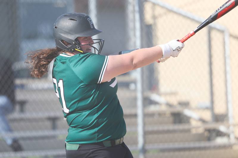 Plainfield Central’s Sophia Patterson connects against Joliet West on Wednesday, May 15, 2024 in Joliet.