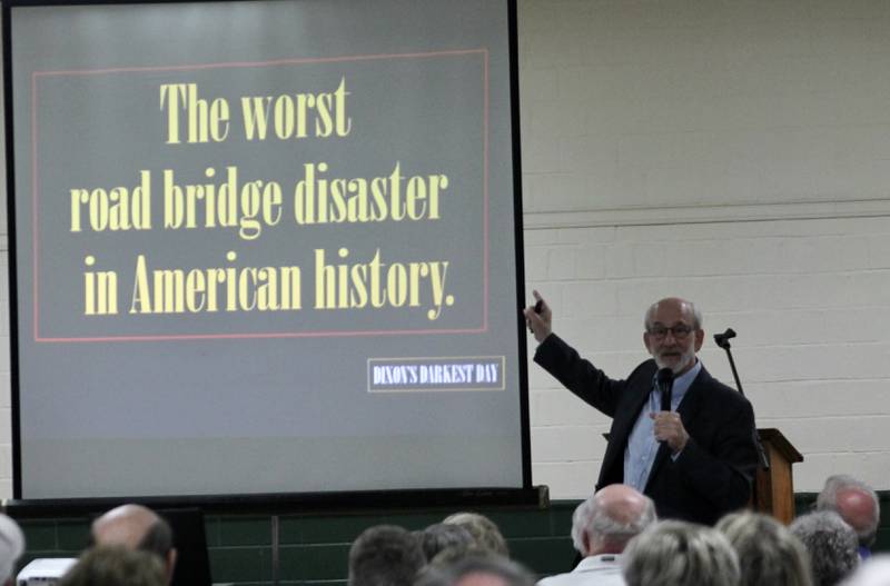 Historian and presenter Tom Wadsworth is the principal author of the Wikipedia entry on the Dixon Bridge Disaster. Based on research he contends the death toll of 46 makes it the worst road bridge disaster in U.S. history. The disaster did prompt reforms, standards and oversight of the truss business from the engineering community.