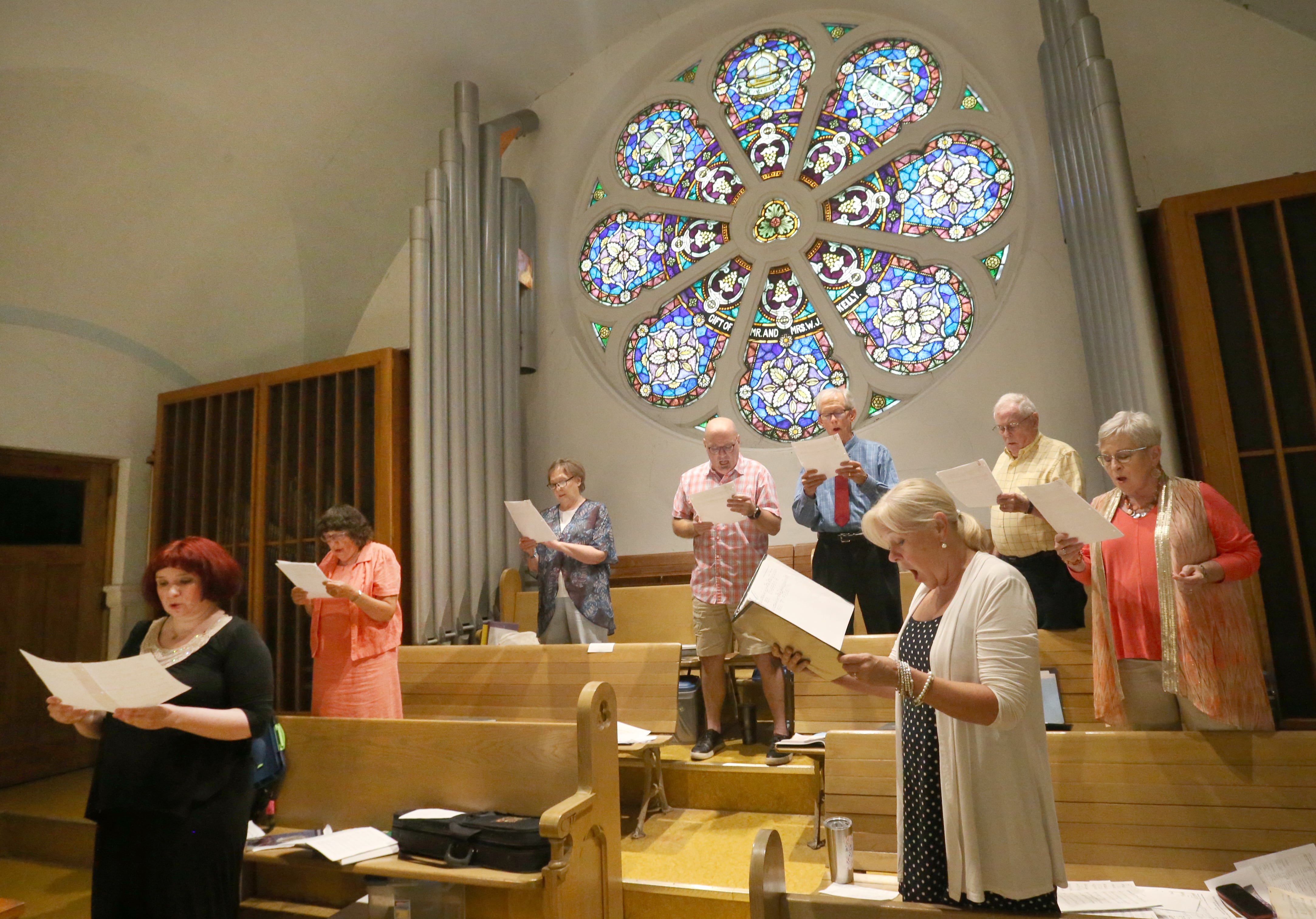 St. Mary's Church Choir sings for the last time during the final Mass on Thursday, Aug. 15, 2024 in Peru. The church was founded in 1867.