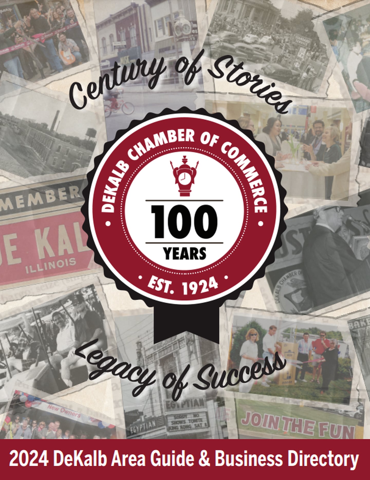 As we reflect on a century of service, collaboration and growth, we are thrilled to unveil our latest chamber directory and area guide – Century of Stories, Legacy of Success! 
This year’s edition contains a special feature commemorating the remarkable journey of the DeKalb Chamber over the past century and celebrating the enduring spirit of our business community.