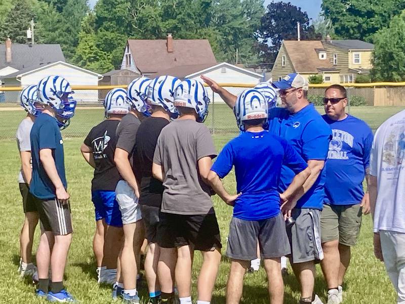 Princeton coach Ryan Pearson instructs during the Tigers mini-camp on Tuesday, June 18, 2024.