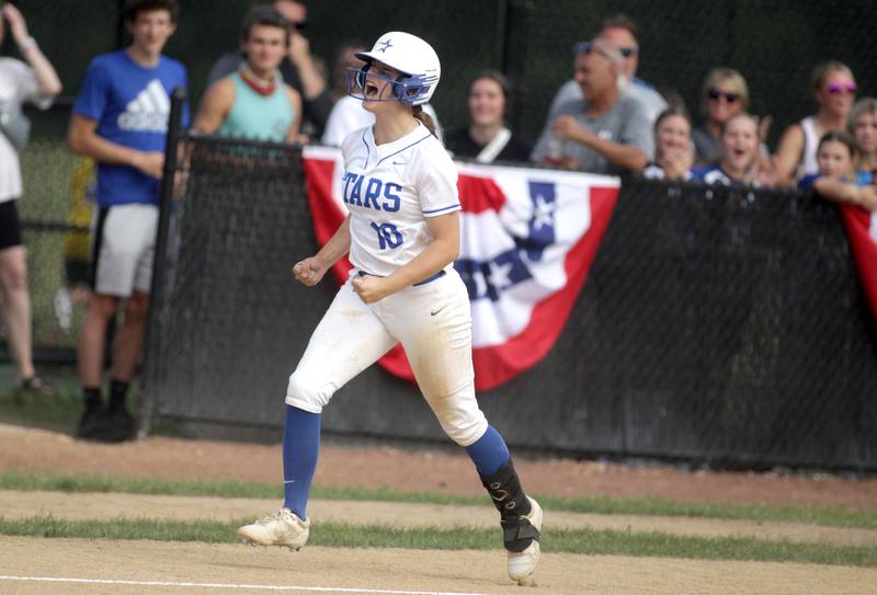 Sophia Olman rounds the bases following a homerun during a Class 4A St. Charles North Sectional semifinal against Fremd on Tuesday, May 30, 2023.