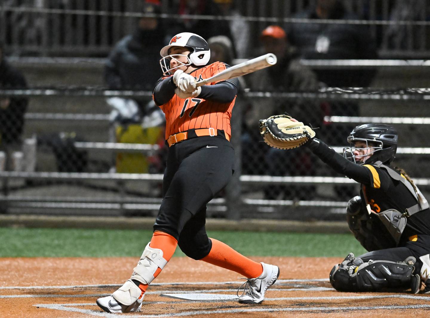 Minooka's Jaelle Hamilton at bat during the WJOL championship game against Joliet West on Thursday, March. 28, 2024, at Joliet.