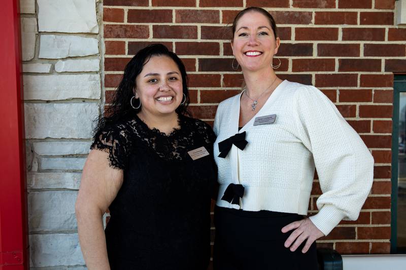 Will County Children's Advocacy Center, Senior Forensic Interviewer, Cruz Arzuaga and Assistant Director/Forensic Interviewer, Jaclyn Lundquist, pose for a photo outside the new building on April 8, 2024.