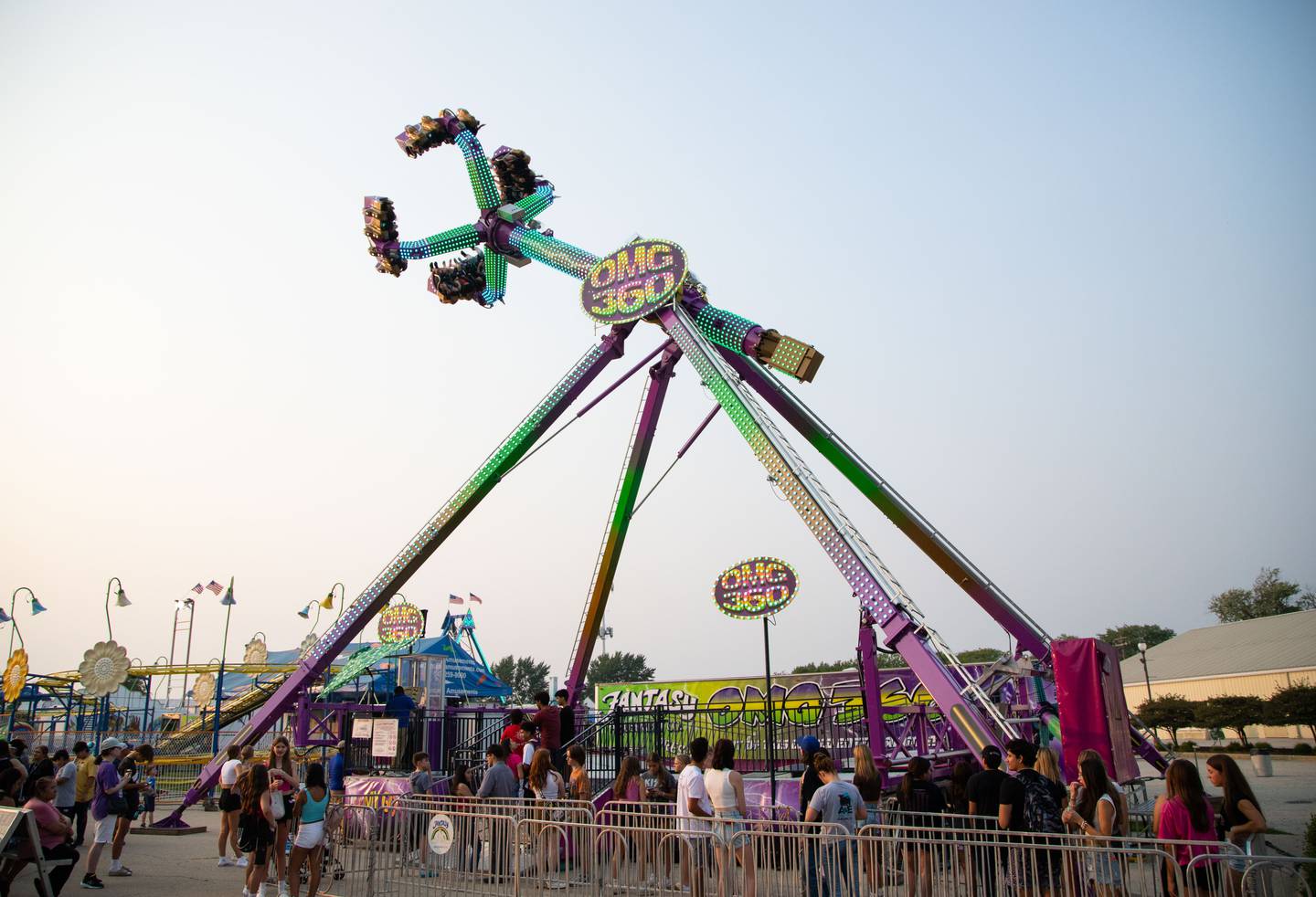 The OMG 360 was one of many Carnival rides at the Kane County Fair in St. Charles on Saturday, July 15, 2023.