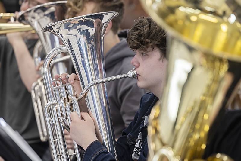 Dixon High School band students practice for upcoming contests Tuesday, April 11, 2023.