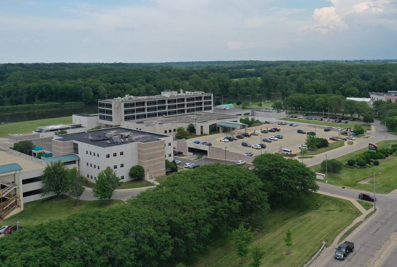 An aerial view of OSF St. Elizabeth Hospital on Thursday, June 13, 2024 in Ottawa.