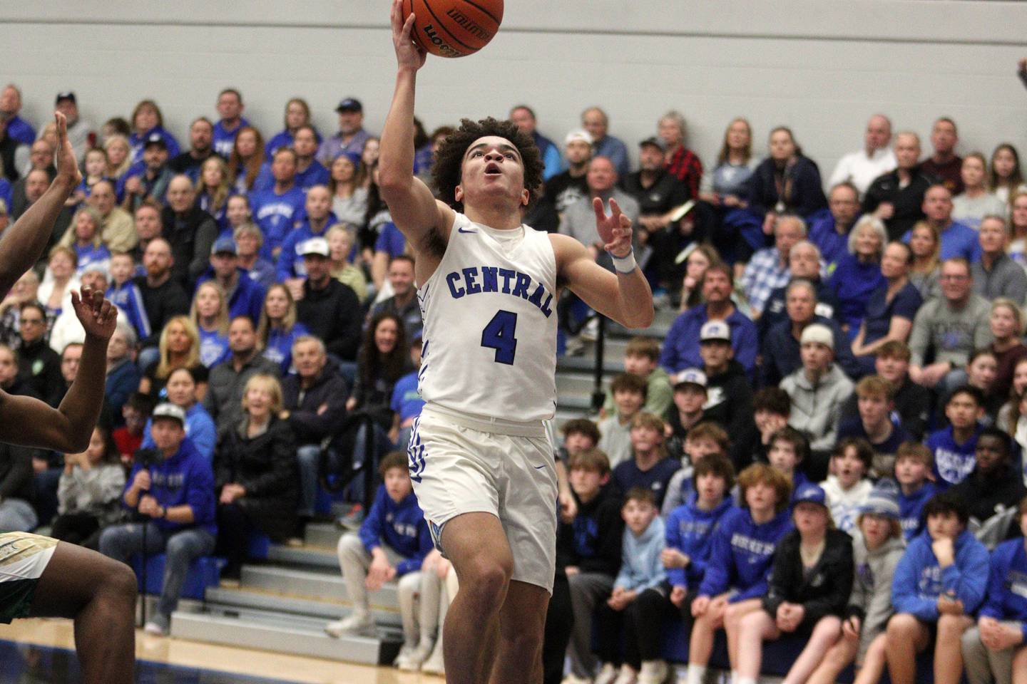 Burlington Central’s Caden West scores against Rockford Boylan in IHSA Class 3A Sectional action at Burlington Central High School Wednesday night.