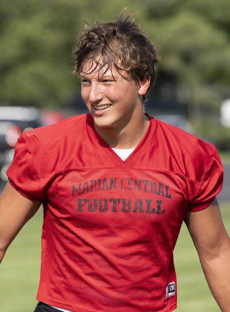 Marian Central's Christian Bentancur during a 7 on 7 football practice held on Thursday, July 21, 2022 at Crystal Lake Central High School. Ryan Rayburn for Shaw Local