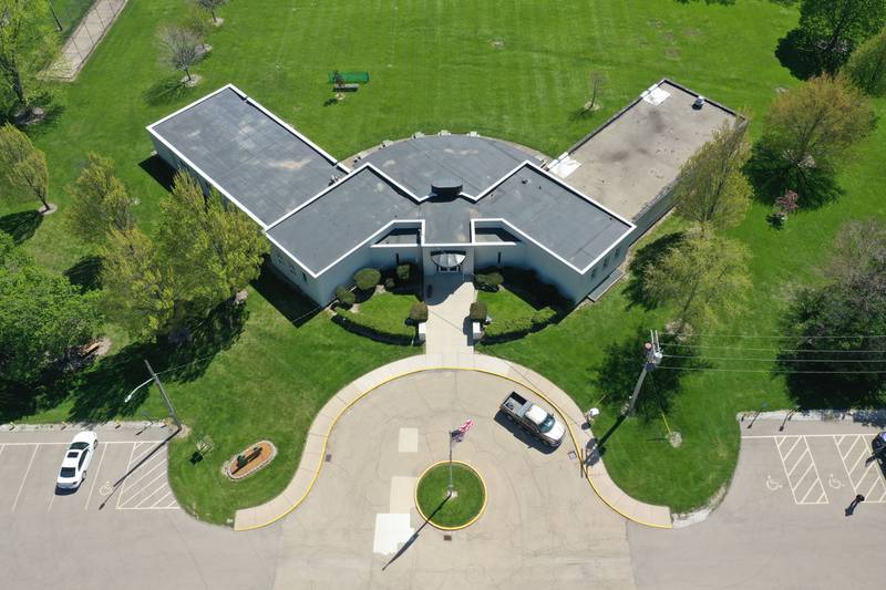 An aerial view of the Dickinson House on Wednesday, April 24, 2024 in Oglesby.