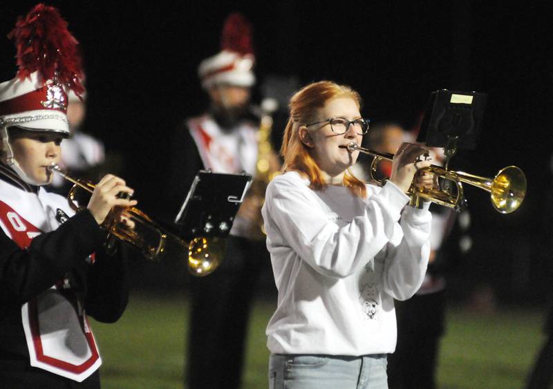 The Ottawa marching band performs before the game against Rochelle at King Field on Friday, Oct. 18, 2024.