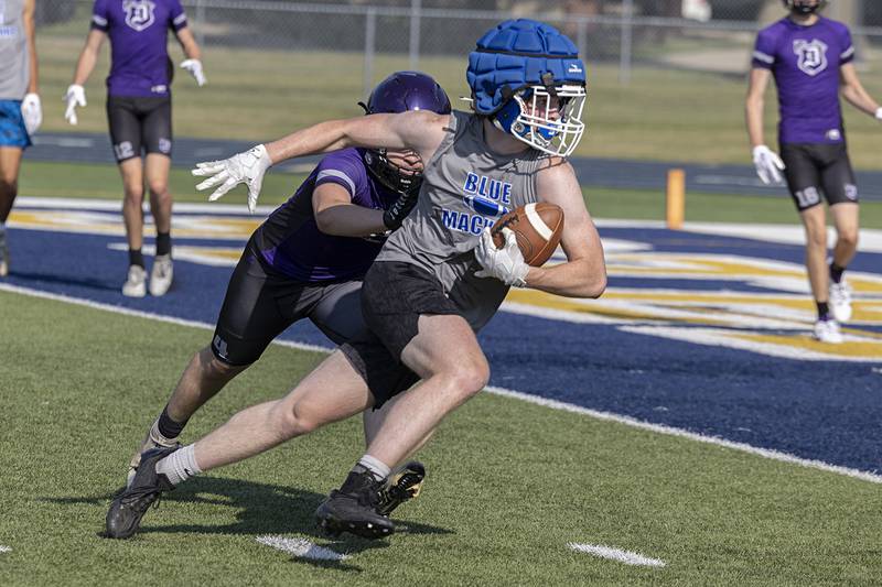 Newman football works against Dixon during 7 on 7 drills Thursday, July 20, 2023 at Sterling High School.