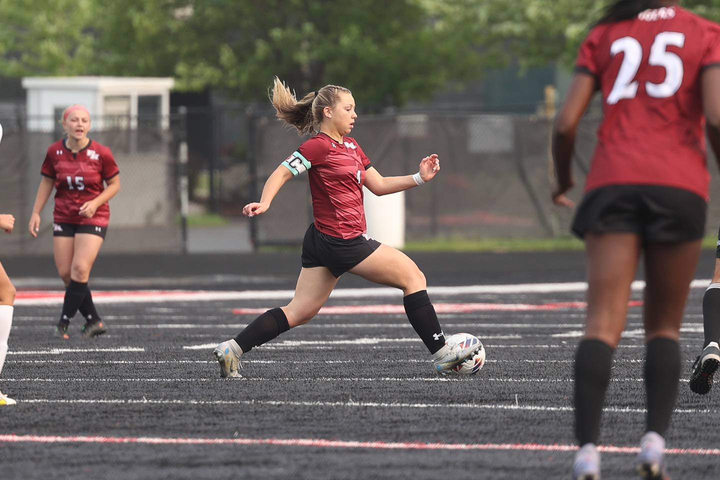 Plainfield North’s Lauren Mrugala works the ball against Waubonsie Valley in the Girls Class 3A Bolingbrook Regional Championship on Friday, May 19, 2023, in Bolingbrook.