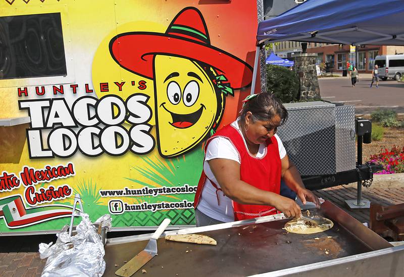 Marei Alvarec from Huntley’s Tocos Locos makes homemade quesadillas during the annual Hispanic Connections Mexican Independence Day Celebration on Sunday, Sept. 15, 2024, in the Historic Woodstock Square. The celebration featured music, food and culture.