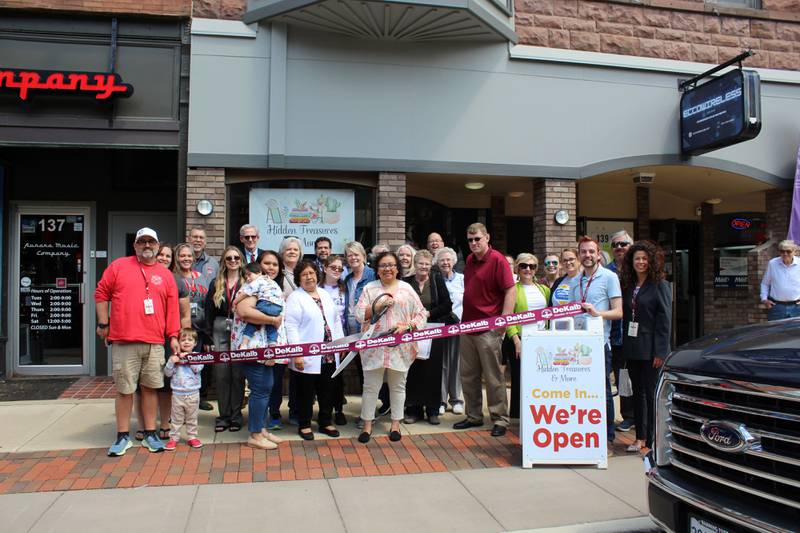 The DeKalb Chamber of Commerce celebrating Hidden Treasures and More's opening
