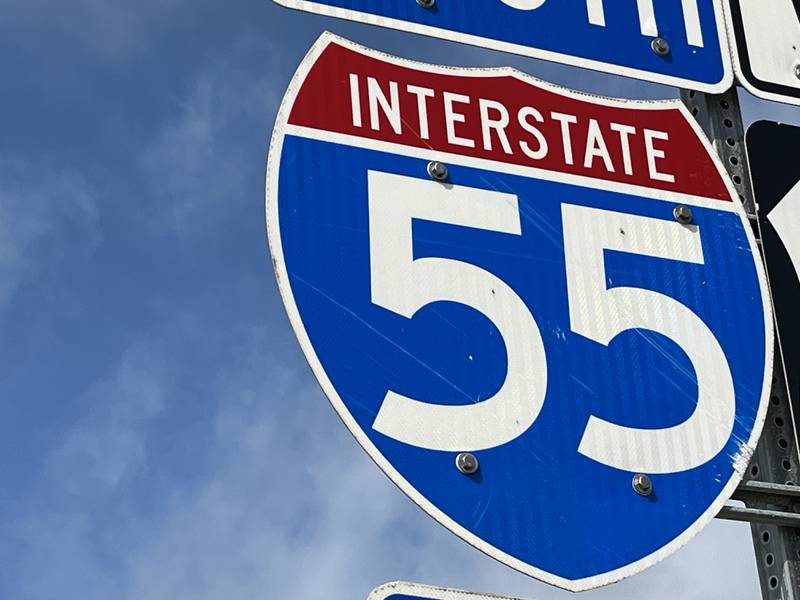 A sign for Interstate 55 in Will County seen on Tuesday, July 16, 2024.