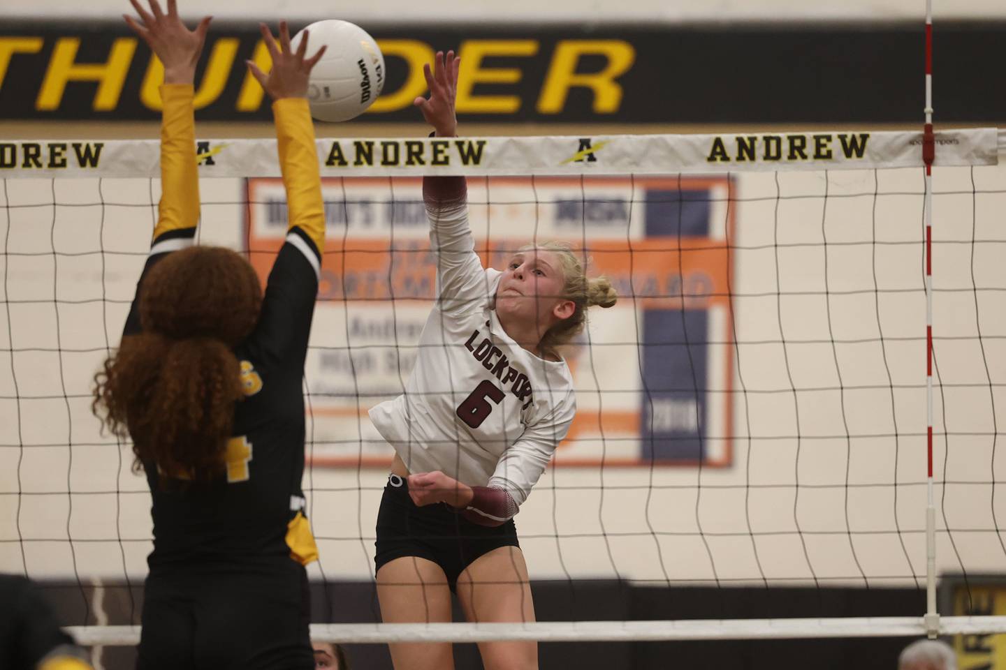 Lockport’s Megan Consigny powers a shot against Joliet West in the Class 4A Andrew Regional title match on Thursday.