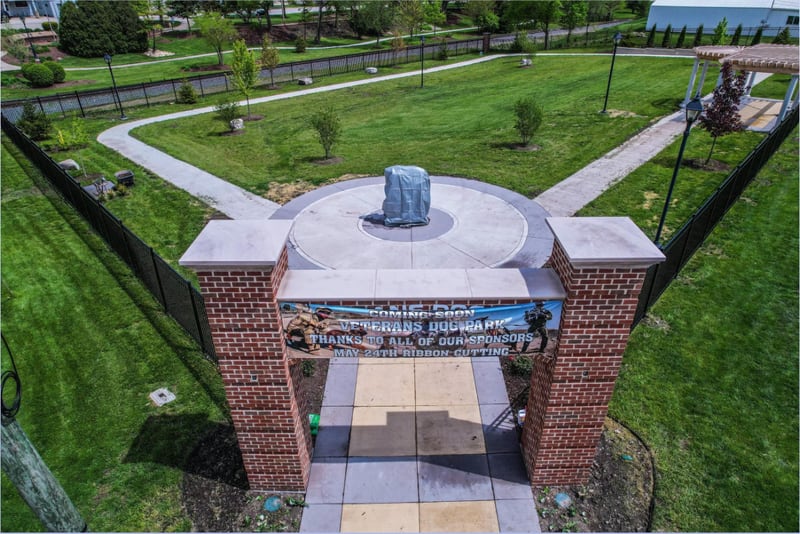 The front gate of the Veterans Dog Park in Minooka.