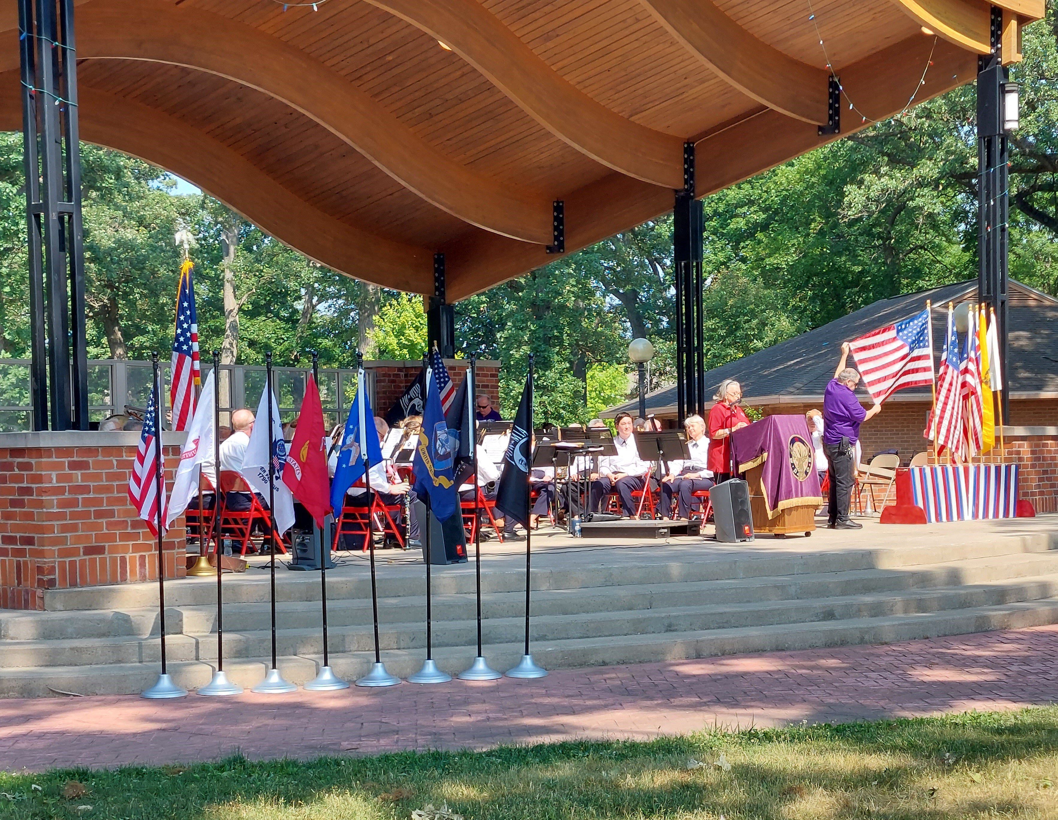 The Elks Club conducted its annual Flag Day Ceremony on Saturday, June 10, 2023, at City Park in Streator, educating those in attendance about the history of the flag prior to a concert from the Joliet American Legion Band.