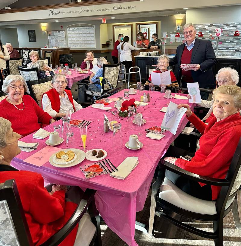 State Sen. Tom Bennett, R-Gibson City, traveled across his district to ensure the senior citizens in his district felt loved and remembered for Valentine’s Day.