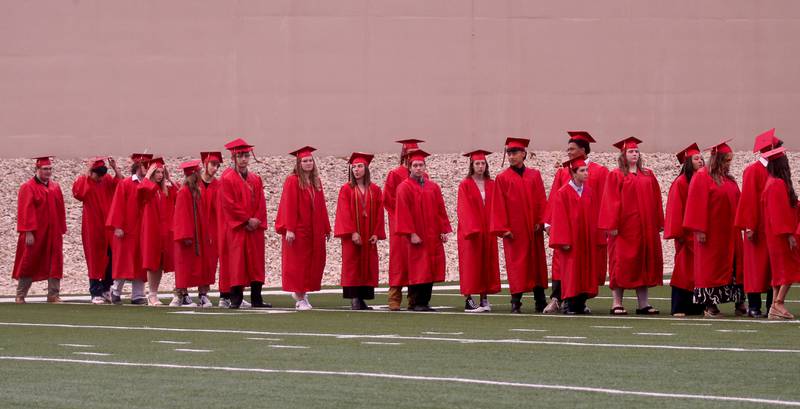 La Salle-Peru Township High School class of 2024 students gather in line to receive their diplomas for the 126th annual commencement graduation ceremony on Thursday, May 16, 2024 in Howard Fellows Stadium.