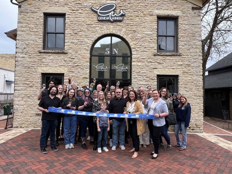 The Batavia Chamber of Commerce held a ribbon cutting on April 18 for Geneva Winery's new location, which is now open at 5 N. River St., Batavia.
