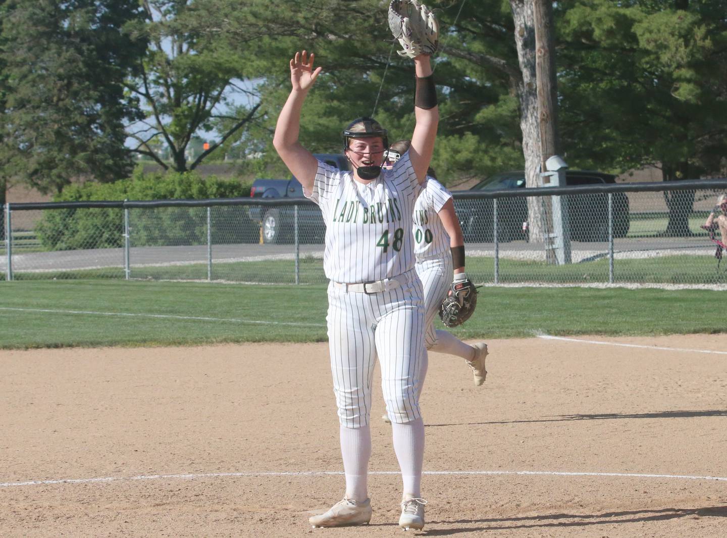 St. Bede's Reagan Stoudt reacts after defeating Midwest Central during the Class 2A Regional final on Friday, May 17, 2024 at at Abbot Phillip Davy Field.