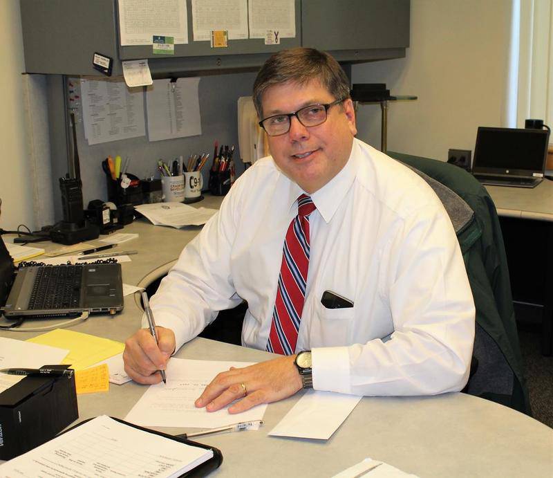 Channahon Police Chief Jeff Wold in his office.