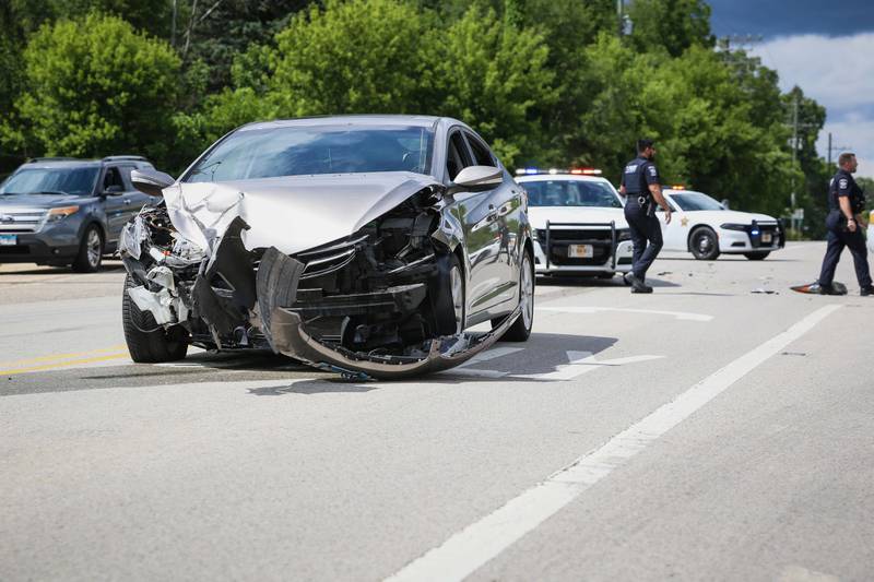 Six people were transported to the hospital following a crash Monday afternoon at the intersection of Route 23 and River Road in unincorporated Marengo.