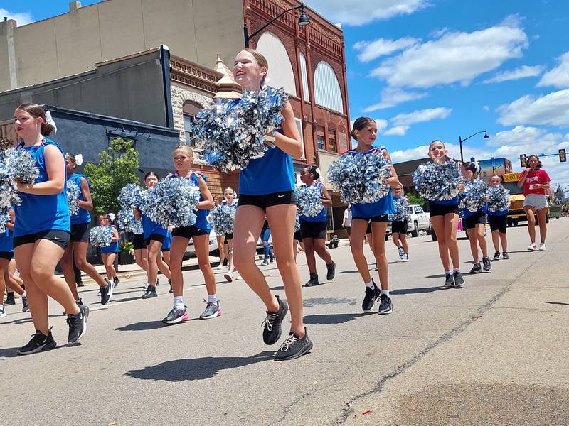 The Just For Kix dance team marches Sunday, June 30, 2024, in the Liberty Fest parade in Streator.