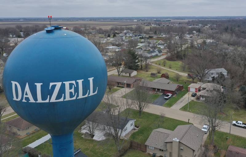 An aerial view of Dalzell on Wednesday, Jan. 3, 2024.