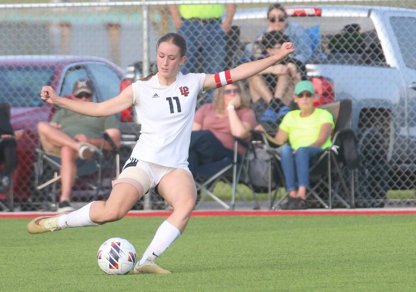 L-P's Danica Scoma rips a wide-open shot against Morris during the Class 2A Regional semifinal game on Wednesday, May 15, 2024 at the L-P Athletic Complex in La Salle.