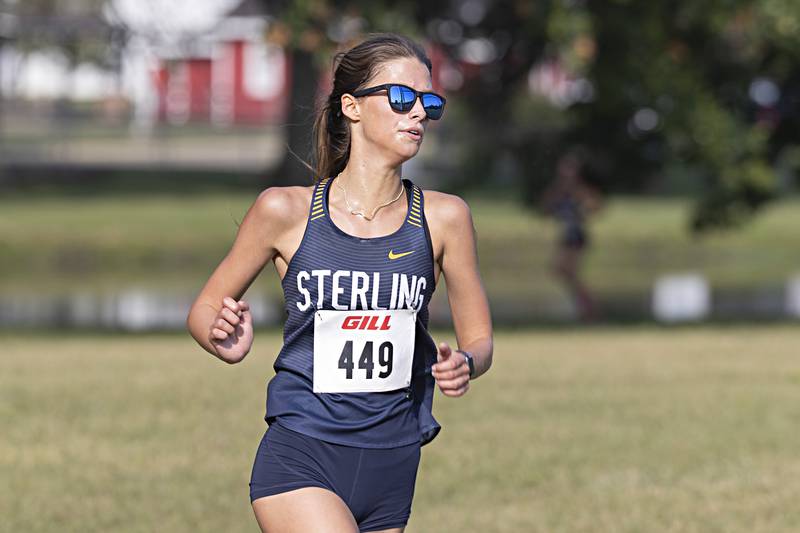 Sterling’s Rhylee Wade takes second Tuesday, Sept. 12, 2023 during the Twin Cities Cross Country Meet at Centennial Park in Rock Falls.