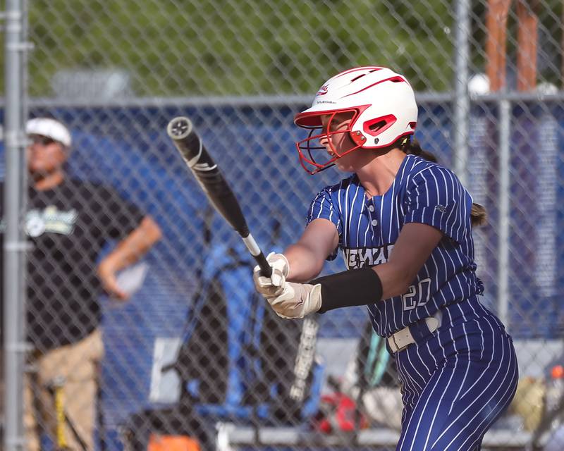 Newark's Kodi Rizzo (20) swings at a pitch during Class 1A Newark Regional final game between St. Edwards at Newark. May 17th, 2024.