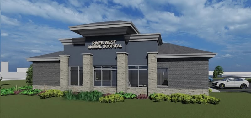 Rendering of the proposed River West Animal Hospital at 2377 West Main St. in St. Charles.