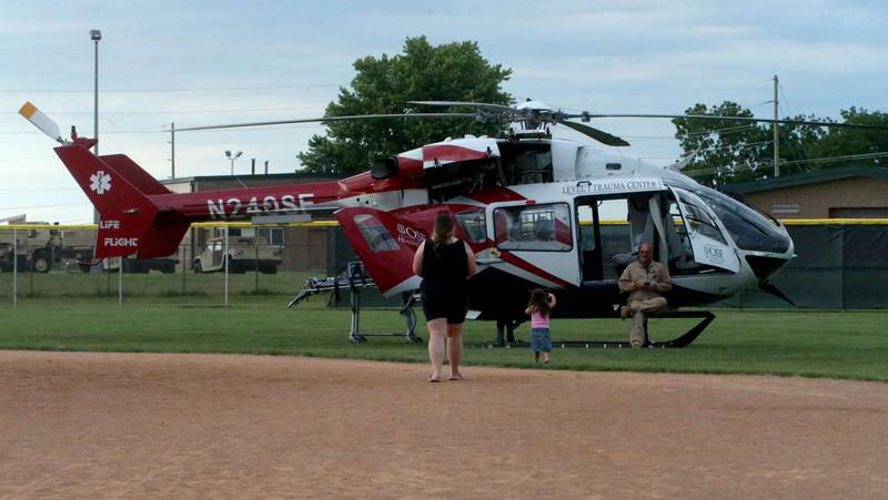 OSF Lifeflight helicopter was on hand during first responder night at the Illinois Valley Pistol Shrimp game on Tuesday, June 11, 2024 in Peru.