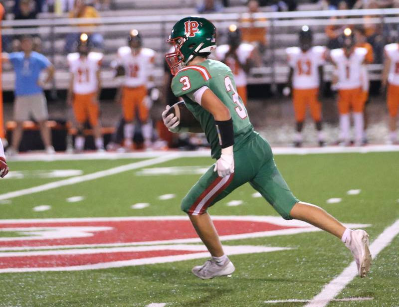 L-P's Michael Hartman sprints down the field with a big return against United Township on Friday, Aug. 30, 2024 at Howard Fellows Stadium.