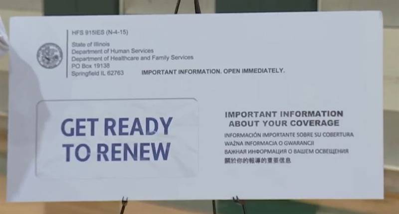 The Illinois Department of Healthcare and Family Services will begin sending letters that look like the one pictured to Medicaid recipients across Illinois as the normal renewal process begins again for the first time since the COVID-19 pandemic.
