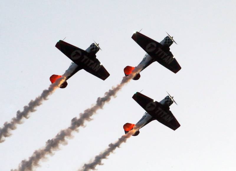 The Titan Aerobatic team performs during the annual TBM Avenger Reunion and Air Show on Friday, May 17, 2024 at the Illinois Valley Regional Airport in Peru.