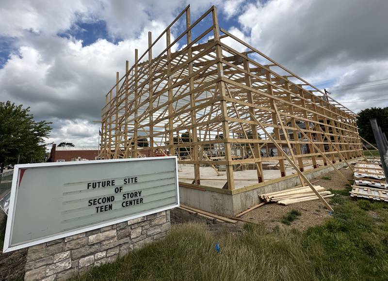 Crews work on the new Second Story Teen Center building on Monday, July 8, 2024  in Princeton. The 6,000 square foot building, located at 125 N. Main St. will increase the capacity for providing numerous educational, mentorship, health, nutritional and social programs for Bureau County youth in sixth through 12th grades. Second Story is funded solely on private donations and the building committee is seeking financial and in-kind donations to invest in the future of the youth of Bureau County and their communities.