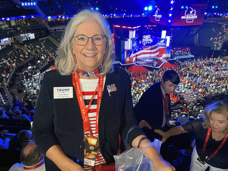 Carroll County GOP Chairperson Lana Soldat poses for a photo at the 2024 Republican National Convention on July 18, 2024, in Milwaukee. Soldat attended as an Illinois delegate.