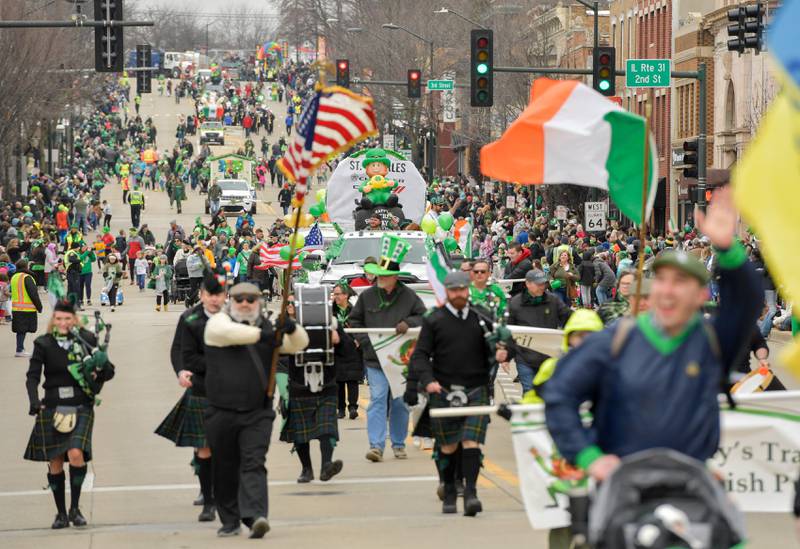 The annual St. Charles St. Patrick Day Parade processes down Main Street on Saturday, March 11, 2023.