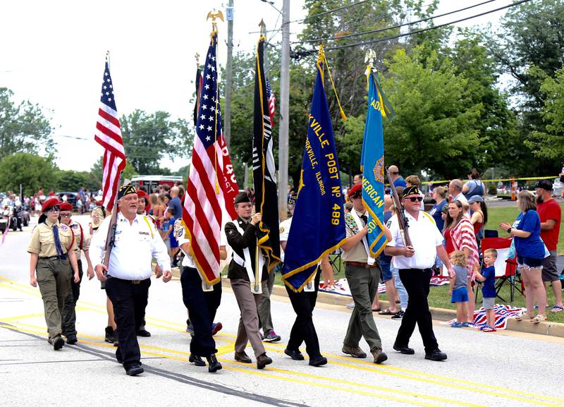 Yorkville American Legion Post 489 Color Guard leads the Yorkville Independence Day Parade on Thursday, July 4, 2024 in Yorkville.