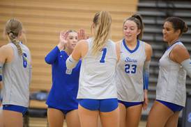 Girls volleyball: Strong defense, service aces help St. Charles North to straight set win over Wheaton North