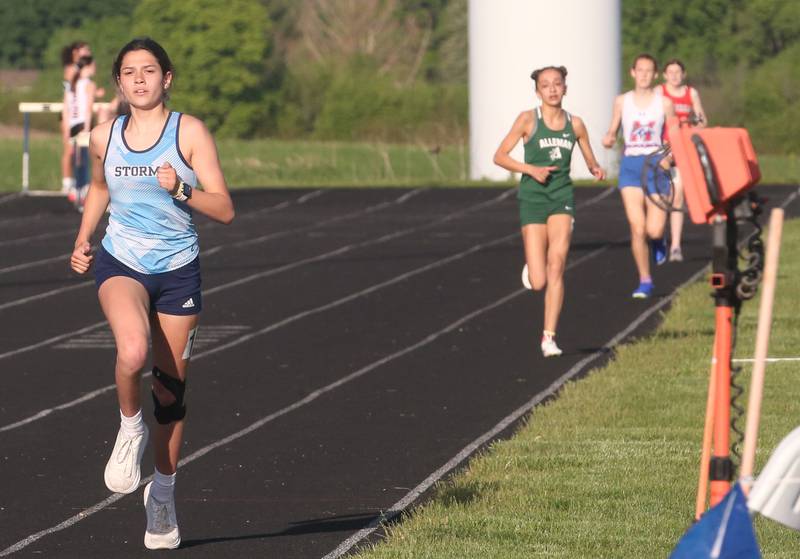 Bureau Valley's Maddie Wetzell runs in the 3200 meter race during the Class 1A Sectional meet on Wednesday, May 8, 2024 at Bureau Valley High School.