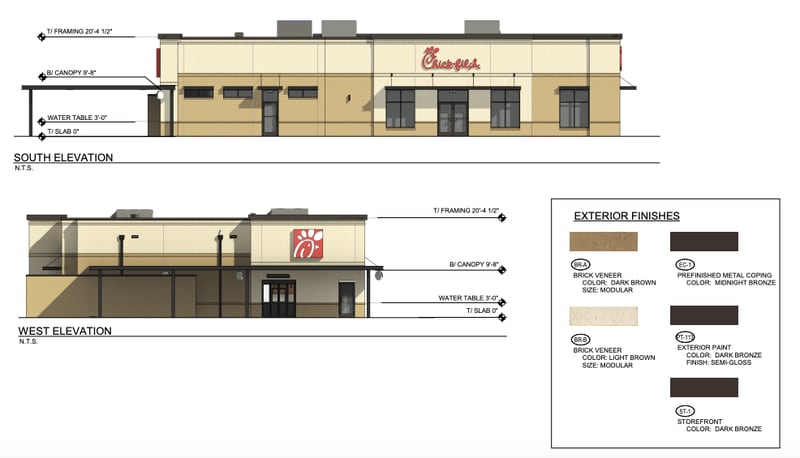 Renderings of the proposed Chic-fil-A restaurant that would be built after tearing down the former Chili's restaurant on the lot at 3795 E. Main St. (Route 64) in St. Charles.