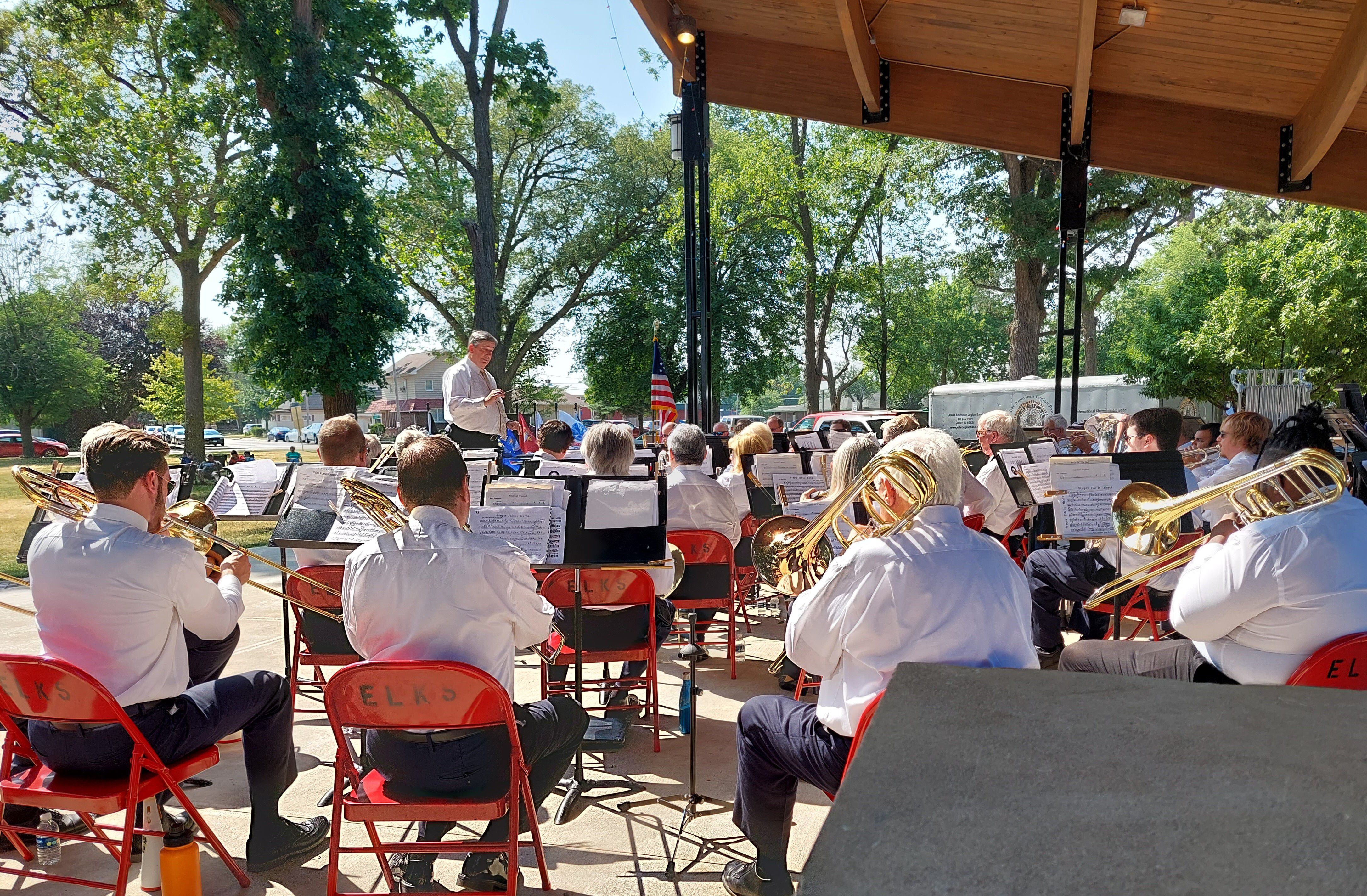 The Joliet American Legion Band performs patriotic songs and marches Saturday, June 10, 2023, during the Elks Club's Flag Day Ceremony at City Park in Streator.