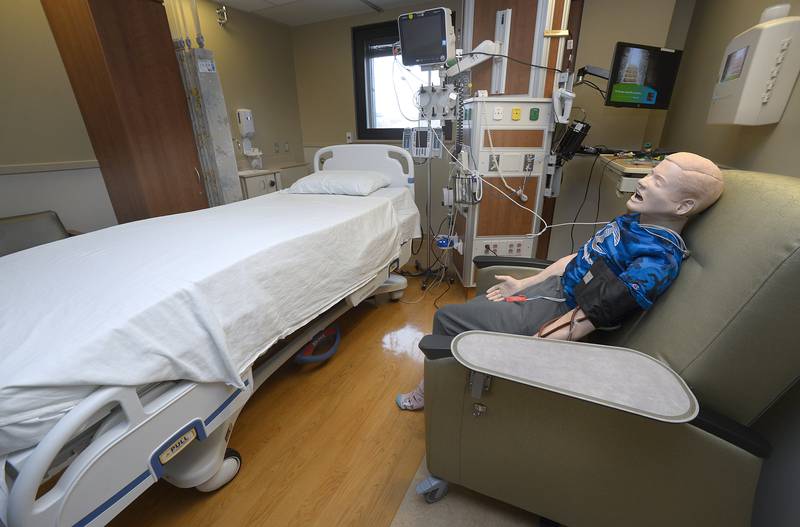 An example of one of the new inpatient rooms shown during a tour Friday, April 5, 2024, at OSF Peru.