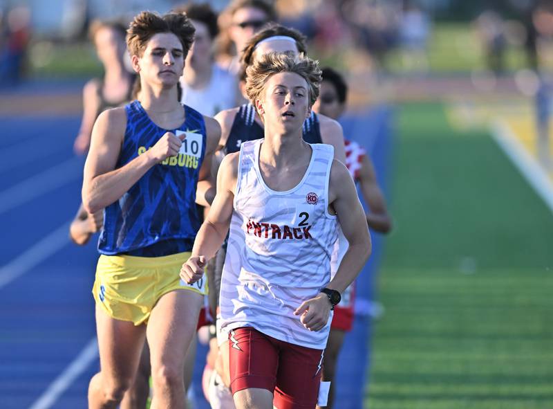 Plainfield North's James Maso competing in the 1600 meters during the IHSA 3A Sectional track meet  on Friday, May. 17, 2024, at Joliet.